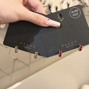 1.17韩国东大门baket耳饰AB水钻耳圈耳钉银针