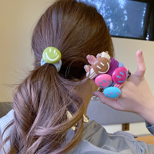 韩国发饰甜美撞色笑脸粗发圈皮筋可爱百搭马尾扎头绳高弹力绑发绳