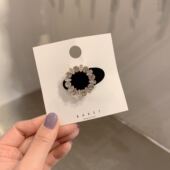 10.19韩国直播baket发饰复古水钻丝绒鸭嘴夹小号刘海夹