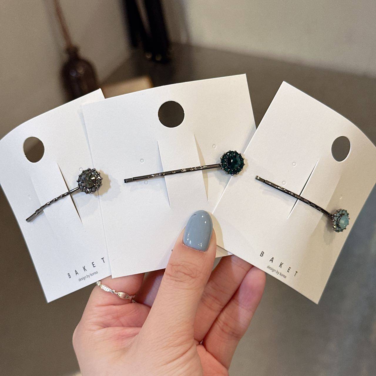 4.30韩国baket发饰简约宝石钻一字边夹发夹