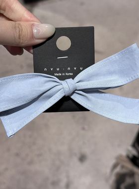 3.1韩国直播nyunyu布艺甜美简约蝴蝶结弹簧夹一字