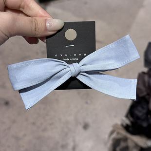 3.1韩国直播nyunyu布艺甜美简约蝴蝶结弹簧夹一字