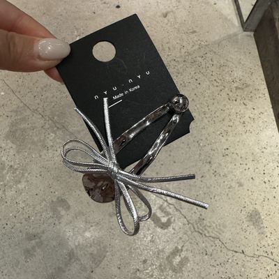 7.26韩国nyunyu发饰银色蝴蝶结发夹鸭嘴夹