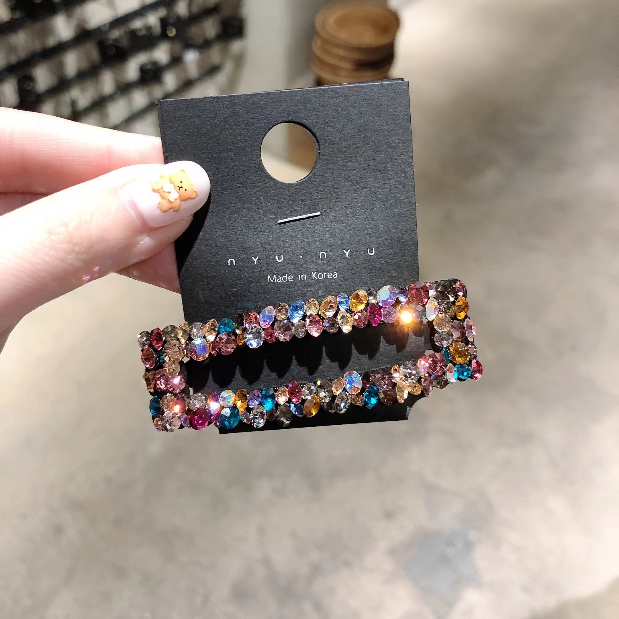 韩国nyunyu发饰璀璨彩钻发夹侧边夹东大门时尚简约三角发卡刘海夹