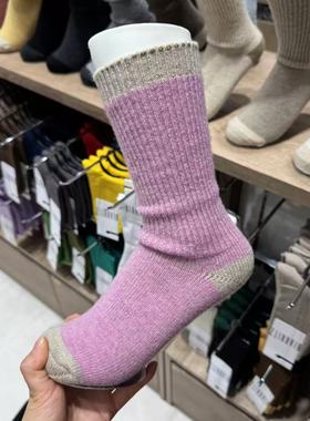 10.23东大门韩国BIARRITZ纯拼色秋冬纹理针织袜子羊毛