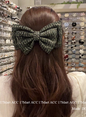 9.16韩国东大门baket发饰复古毛呢布艺蝴蝶结弹簧夹发夹