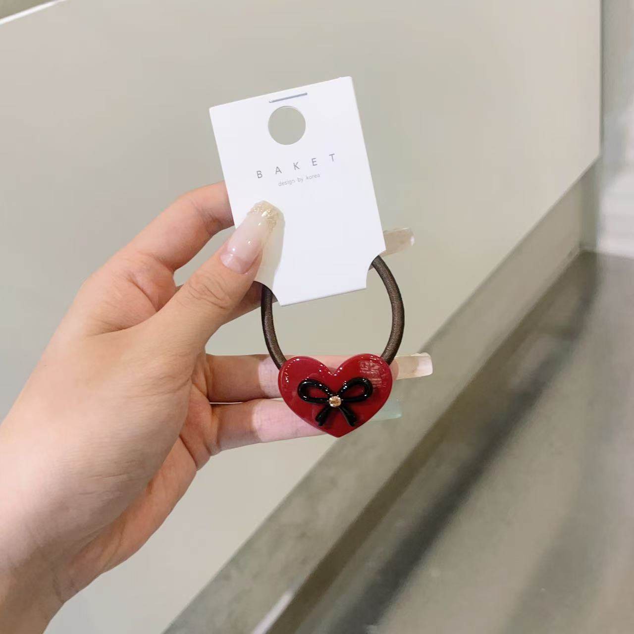 7.29韩国baket发饰新款甜美爱心蝴蝶结发绳时尚马尾发圈扎头