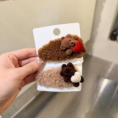 11.25韩国东大门baket发饰羊羔毛小熊发夹边夹