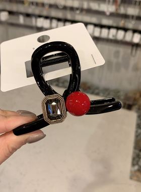 12.21直播韩国baket发饰简约气质珍珠水钻球球抓夹鲨鱼夹中号大号