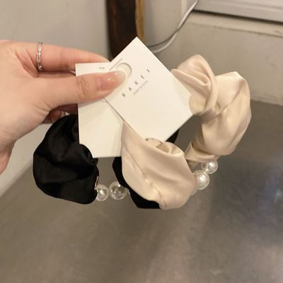 8.17韩国baket发饰简约珍珠缎面光感大肠发圈