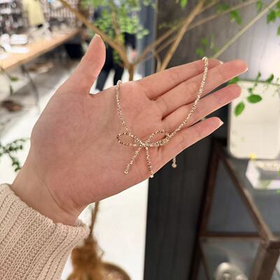 11.28韩国东大门nyunyu银饰碎银蝴蝶结项链vase