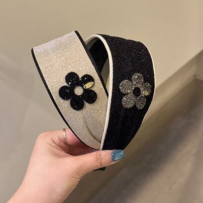 3.22韩国东大门baket发饰细闪满钻花朵宽边发带发箍