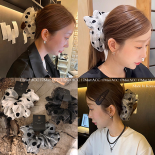 5.13韩国发饰nyunyu甜美气质波点网纱大肠发圈简约百搭发绳扎头绳