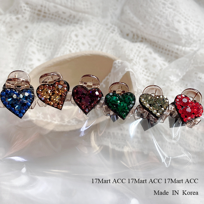 韩国发饰简约气质爱心水钻满钻发夹迷你小号发抓侧边夹刘海夹发卡