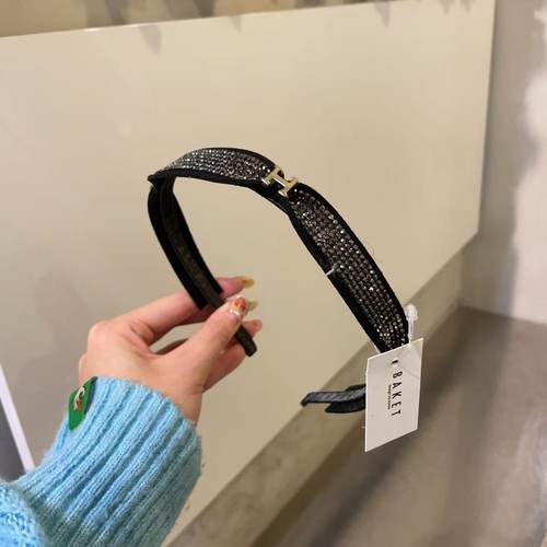 10.14韩国东大门baket发饰字母满钻窄边蝴蝶结细发箍