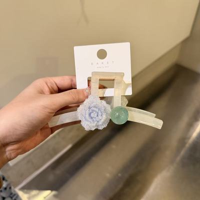 12.13韩国东大门baket发饰砂糖水钻花朵方头抓夹鲨鱼夹