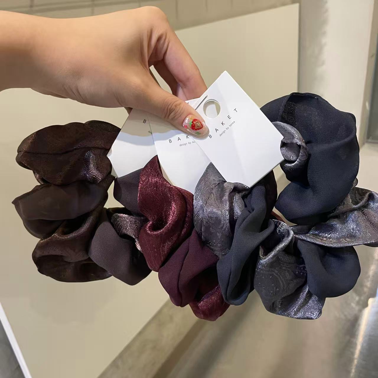 9.9韩国东大门baket发饰拼色丝光大肠圈发圈