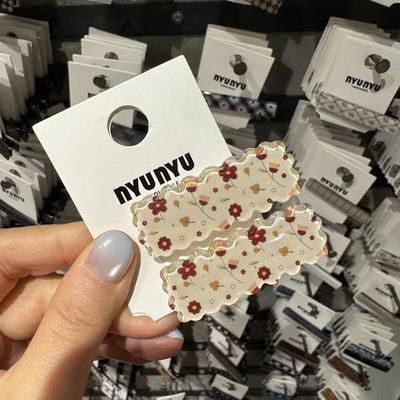 1.2韩国东大门nyunyu波点格子碎花发夹对夹鸭嘴夹