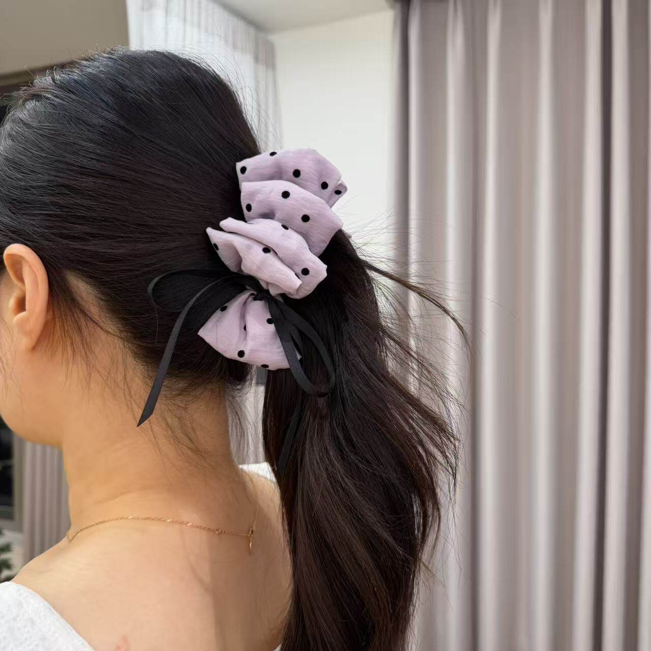 5.21韩国maylee发饰布艺波点褶皱蝴蝶结香蕉夹