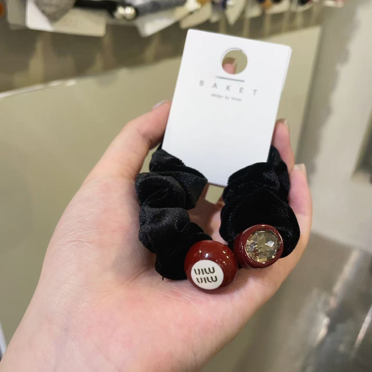 11.4韩国东大门baket发饰单钻彩色珠子丝绒发圈小肠发圈