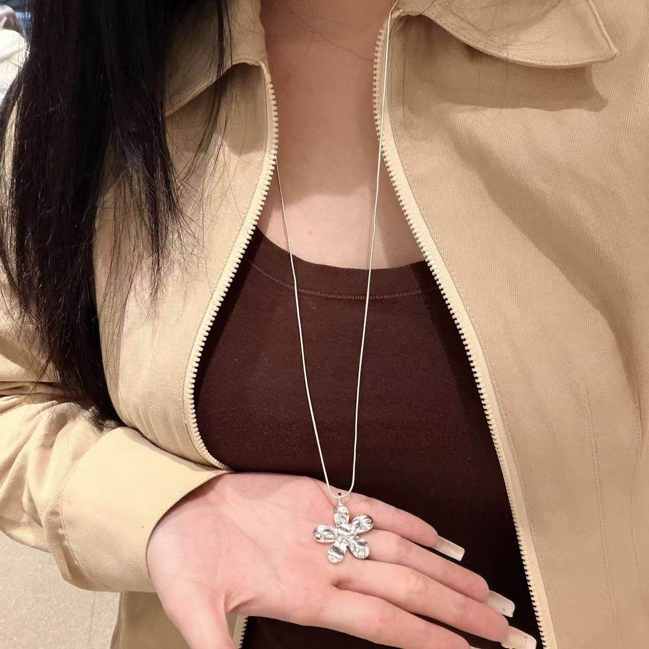 1.16韩国东大门vase银饰花朵项链长链毛衣链,饰品/流行首饰/时尚饰品新,耳钉,淘宝优惠券,粉丝福利购,淘宝优惠卷