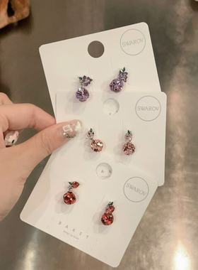 8.16韩国东大门baket耳饰气质华子彩钻水钻银针耳钉简约