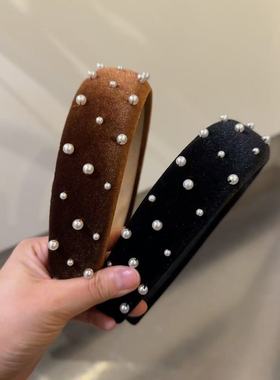 10.18韩国东大门baket发饰满天星珍珠复古丝绒发箍高颅顶