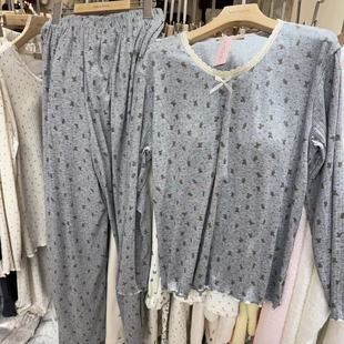 12.11韩国东大门victoria纯棉小熊碎花蕾丝家居服睡衣套装