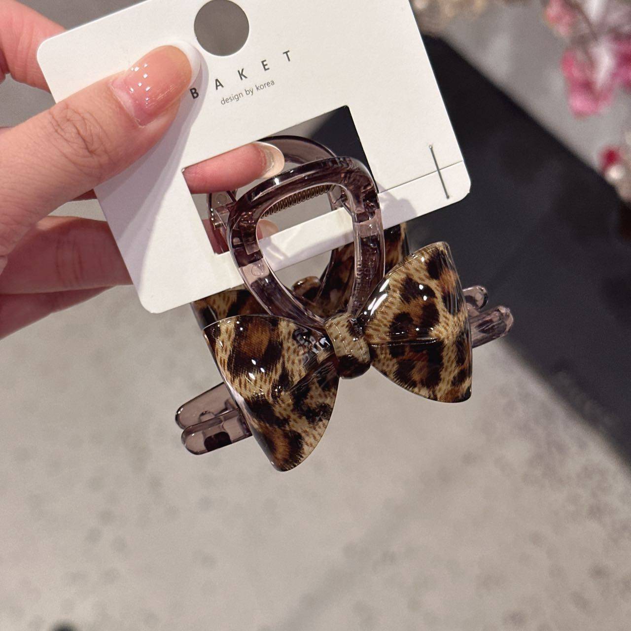 10.29韩国baket发饰豹纹格子蝴蝶结亚克力抓夹