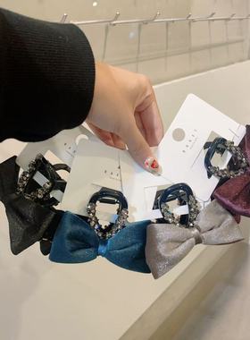 9.20韩国东大门baket发饰高闪水钻丝绒蝴蝶结抓夹