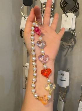 12.20韩国baket蝴蝶结彩色透明爱心串珠手机链