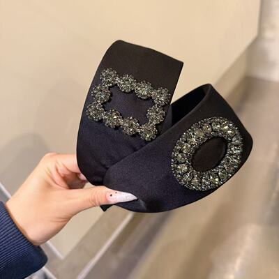 1.10韩国东大门baket发饰缎面水钻方扣复古宽发箍发带