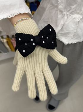 11.23韩国饰品maylee波点蝴蝶结手套成人