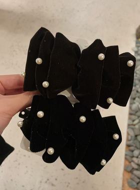 10.28韩国东大门baket发饰满天星丝绒珍珠多层蝴蝶结弹簧夹