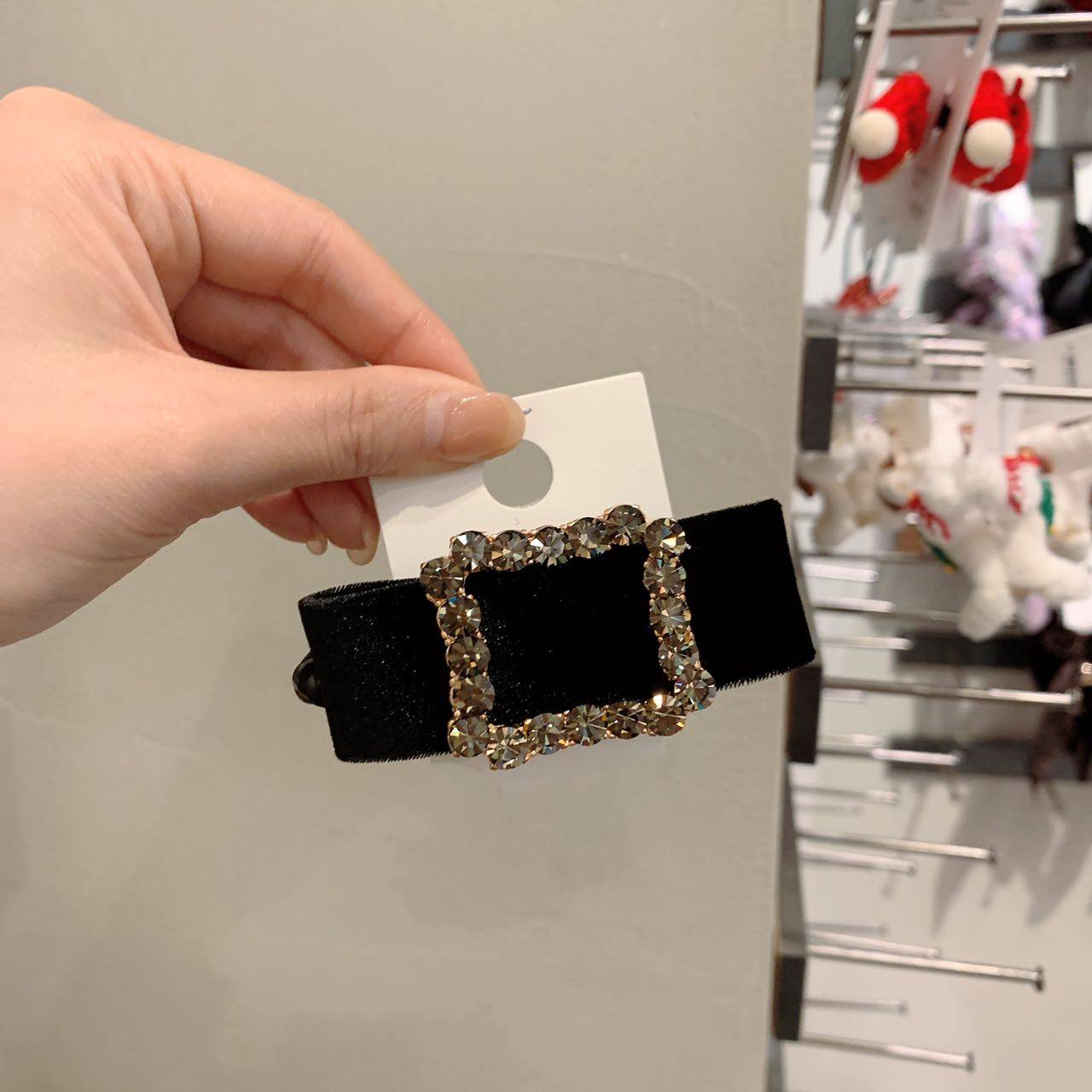 复古方钻丝绒香蕉夹香蕉夹