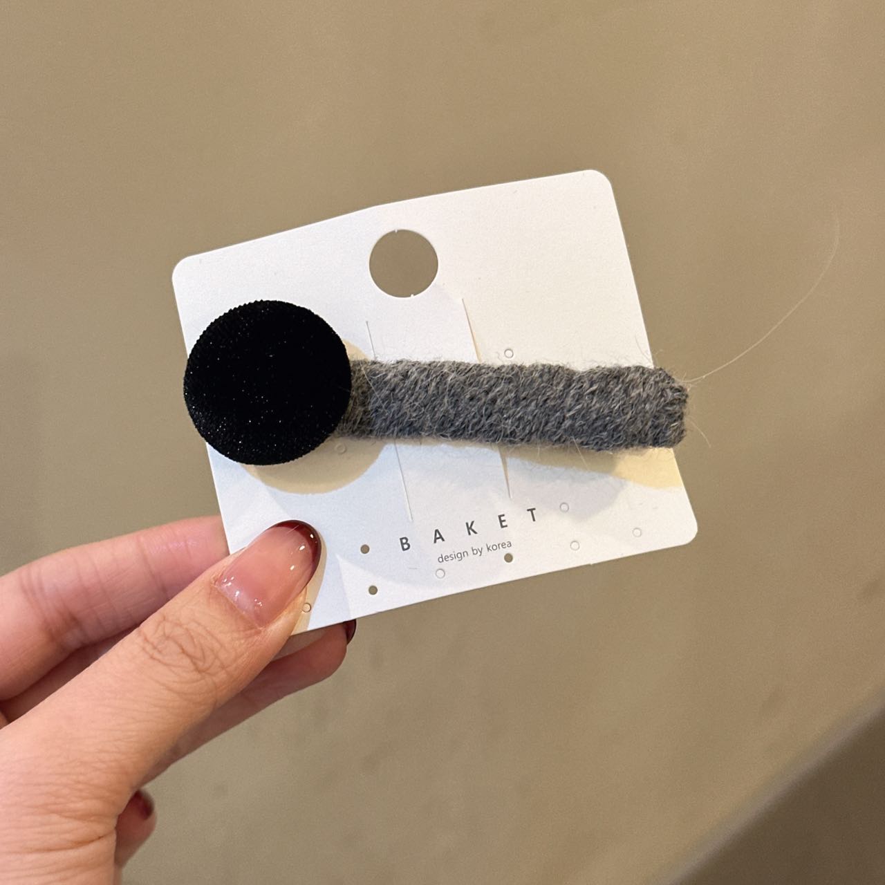 12.17韩国baket发饰甜美气质丝绒圆扣毛线发夹简约百搭侧边夹发卡