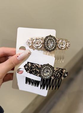 12.20韩国东大门baket发饰复古宫廷水钻花朵发梳插发梳子