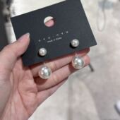 9.15直播韩国饰品nyunyu简约前后珍珠耳钉东大门气质百搭耳环