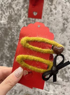 10.20韩国东大门Trois de LEI发饰针织复古爱心蝴蝶结掰掰夹对夹