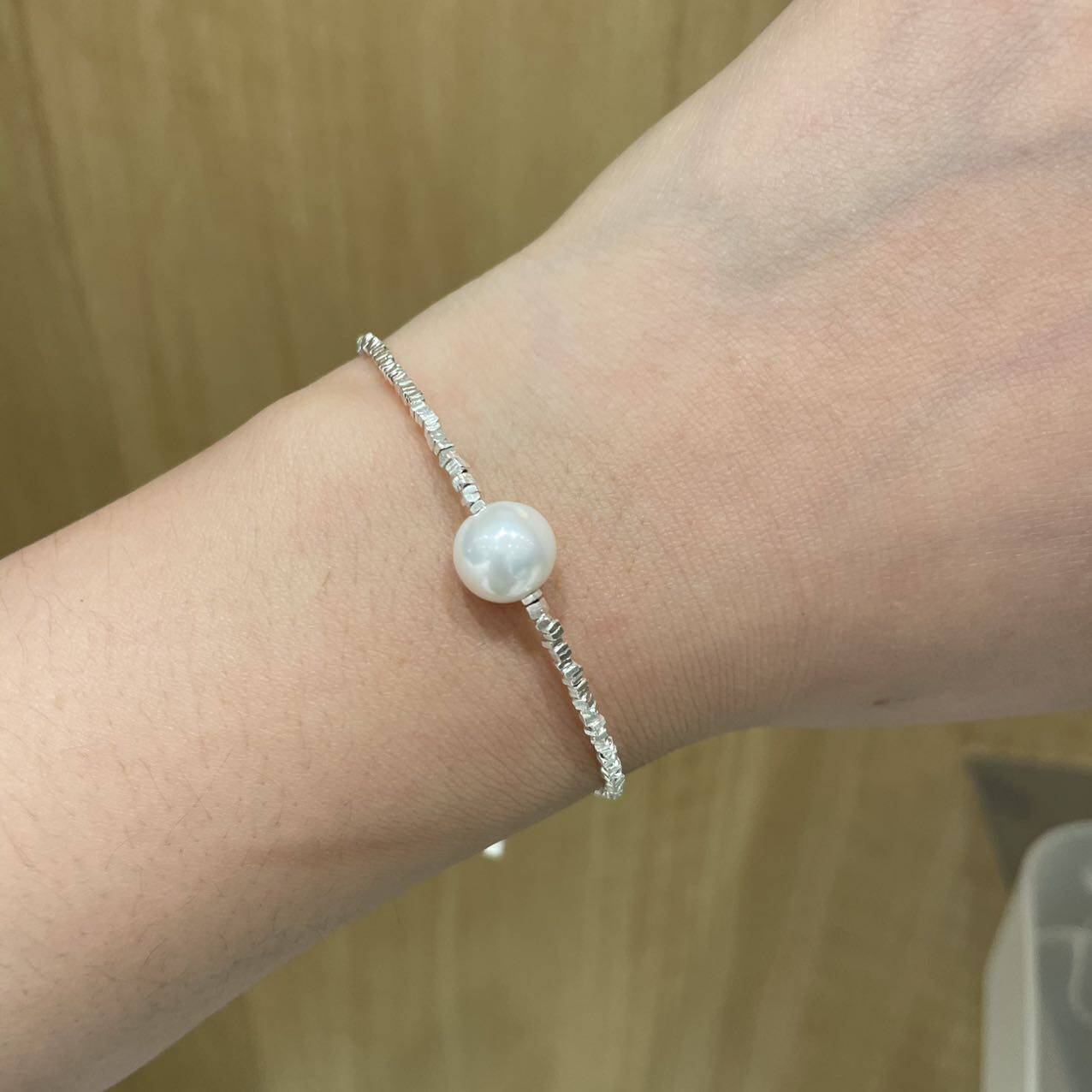 8直播韩国vasen珍珠碎银块手链925纯银