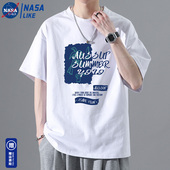 t恤男士 夏季 新款 NASA联名纯棉短袖 潮牌印花半截袖 衣服男生透气T恤