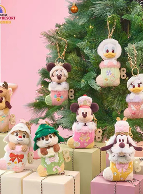 2025圣诞袜米奇米妮唐老鸭高飞史迪奇毛绒公仔挂件上海迪士尼