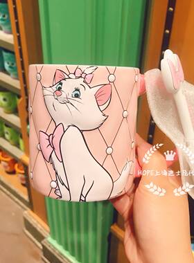 HOPE上海迪士尼代购 玛丽猫带勺子马克杯陶瓷杯子 Disney礼物水杯