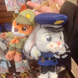 上海迪士尼代购 童心疯狂动物城朱迪挂件尼克毛绒钥匙扣包挂公仔