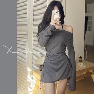 新款 平角泳衣女中长罩衣韩高腰保守遮肚显瘦高级感小胸温泉 分体式