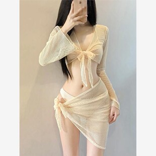 高颜值比基尼泳衣女2026新款 超仙分体四件套性感小胸聚拢温泉泳装