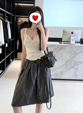 Juicefish舒服到过瘾！天丝棉深V字母高级针织吊带白色背心上衣
