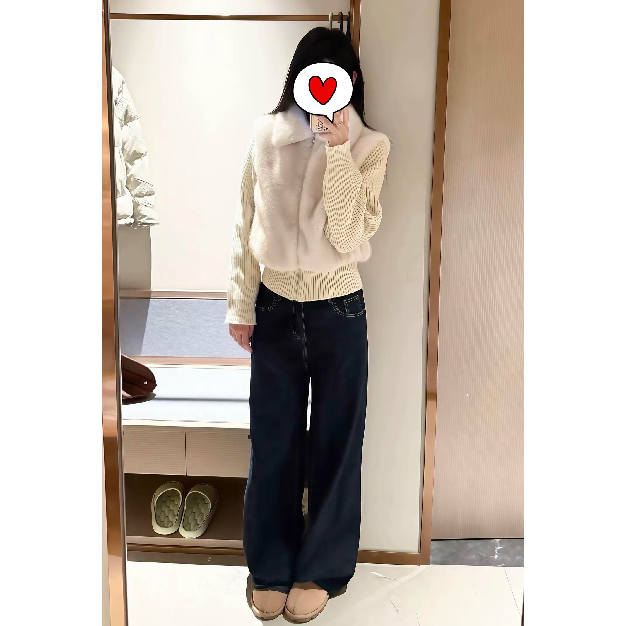 Juicefish随性又高级！J保暖舒适秋冬加厚加厚牛仔裤香蕉裤女