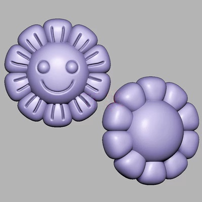 向日葵圆雕图雕刻图stl文件花件太阳花三维立体图雕刻3d模型1347