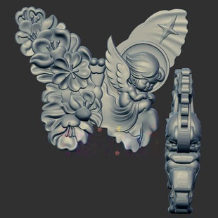 天使蝴蝶三维立体图圆雕图stl文件雕刻机3d模型1238